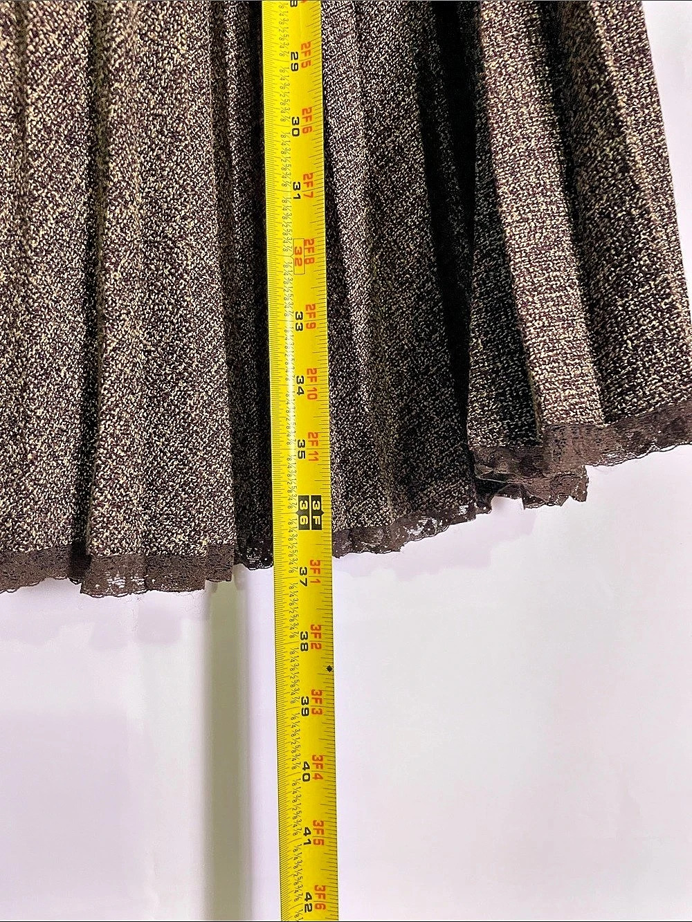 Vintage e-col-o-gie Pleated Sequin Waistline Maxi Skirt in Brown Size 6 - Picture 5 of 10